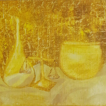 Schilderij getiteld "In the alchemist's…" door Poly, Origineel Kunstwerk, Olie Gemonteerd op Houten paneel