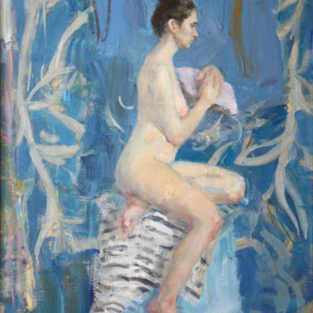 Female Nude on a blue background