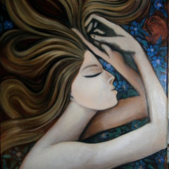Peinture intitulée "la belle endormie-…" par Pierre Paul Parmentier, Œuvre d'art originale, Huile