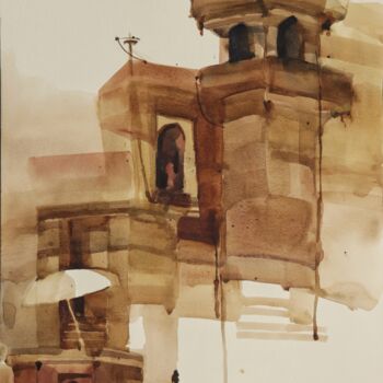 Painting titled "Step by step Benara…" by Prashant Prabhu, Original Artwork, Watercolor