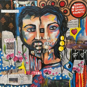 Malerei mit dem Titel "Love = Equality" von Prinkle Mehta, Original-Kunstwerk, Acryl