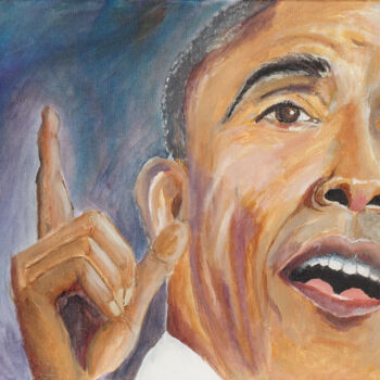 Peinture intitulée "Barack Obama" par Priska Heri Monjé, Œuvre d'art originale, Acrylique