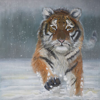 Malerei mit dem Titel "Sibirischer Tiger i…" von Priska Heri Monjé, Original-Kunstwerk, Acryl