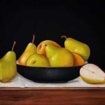 Pittura intitolato "Bowl of pears" da Priyanka Singh, Opera d'arte originale, Olio