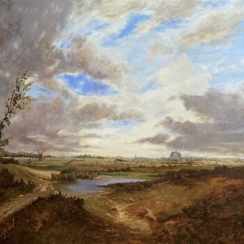 Pintura intitulada "Dutch landscape in…" por Prokaj Dávid, Obras de arte originais, Óleo