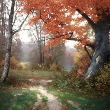 Pintura titulada "October in Forest" por Yuri Pryadko, Obra de arte original, Oleo
