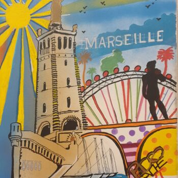 Malerei mit dem Titel "Summer in Marseille" von Pszart, Original-Kunstwerk, Acryl