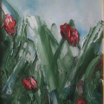 Peinture intitulée "Тюльпаны" par Sergei Bogoliubov, Œuvre d'art originale, Huile