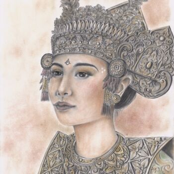 Drawing titled "The Dancer - Baline…" by Putu D. Sachslehner (ARTNYASWARI), Original Artwork, Pastel