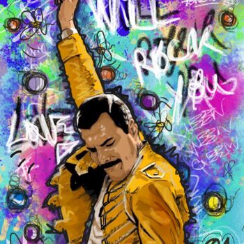 Digital Arts με τίτλο "Freddie Mercury Pop…" από Pvettese, Αυθεντικά έργα τέχνης, Ψηφιακή ζωγραφική