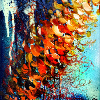 Painting titled "Tableau Fleurs Pein…" by Pvettese, Original Artwork, Spray paint Mounted on Wood Stretcher frame