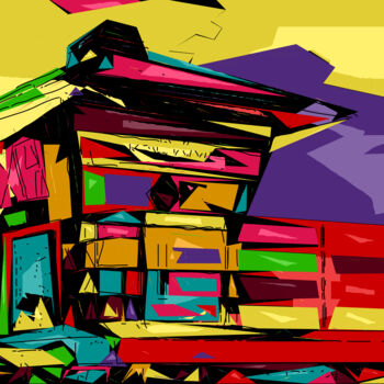 Grafika cyfrowa / sztuka generowana cyfrowo zatytułowany „Beach Guard House” autorstwa Pwa Studio, Oryginalna praca, Malarst…