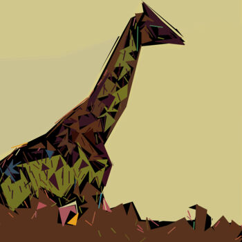 제목이 "Standing Giraffe"인 디지털 아트 Pwa Studio로, 원작, 디지털 페인팅