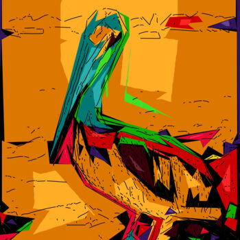 Digital Arts titled "Pelican Abstract" by Pwa Studio, Original Artwork, Digital Painting