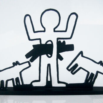 Escultura titulada "PyB haring MAN & DO…" por Pyb, Obra de arte original, Resina