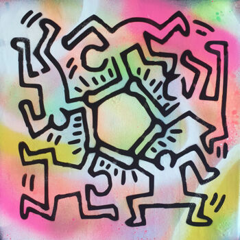 Painting titled "PyB Ronde Haring  2…" by Pyb, Original Artwork, Spray paint Mounted on Wood Stretcher frame