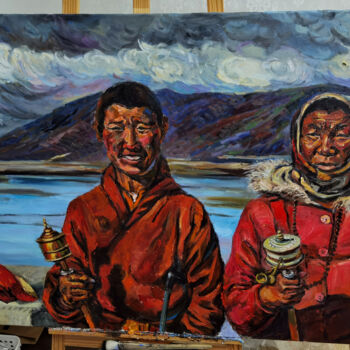 Ζωγραφική με τίτλο "Rosy highland compl…" από Qiuzi Zhang, Αυθεντικά έργα τέχνης, Ακρυλικό