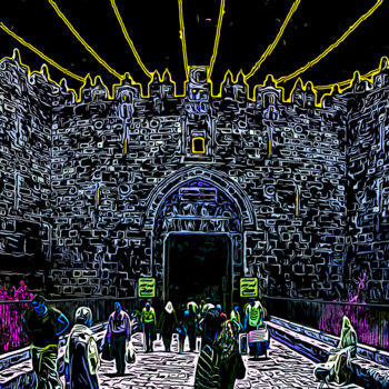 Arts numériques intitulée "Damascus Gate Gold…" par J.A. Quattro (Qu4ttroStudio), Œuvre d'art originale, Photographie non ma…
