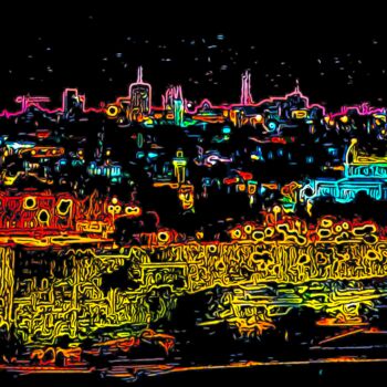 Arts numériques intitulée "Neon Jeru*Shalom Pa…" par J.A. Quattro (Qu4ttroStudio), Œuvre d'art originale, Photographie non m…