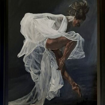 Painting titled "Ballet Portrait - B…" by Queennoble Dr. Elle Ramirez, Original Artwork, Acrylic
