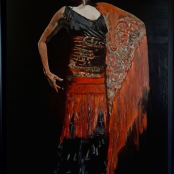 Schilderij getiteld "Woman Portrait - Fl…" door Queennoble Dr. Elle Ramirez, Origineel Kunstwerk, Acryl