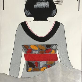 Painting titled "Kimono et OBI 9" by Quentin Saint Roman, Original Artwork, Acrylic
