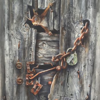 Peinture intitulée "Porte Close" par Roger Dame, Œuvre d'art originale, Huile