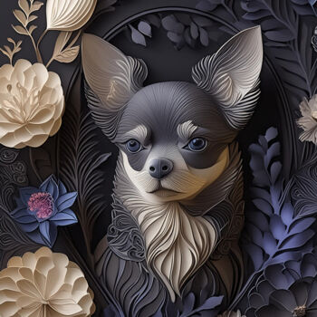 Grafika cyfrowa / sztuka generowana cyfrowo zatytułowany „Chihuahua Portrait” autorstwa R.W.Born, Oryginalna praca, Obraz ge…