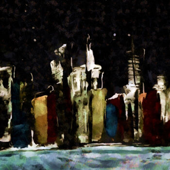 Digital Arts titled "At night in the cit…" by R.W.Born, Original Artwork, Acrylic