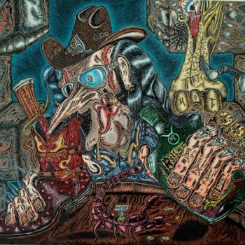 Pintura titulada "The Minotaur" por Rabah Meskine, Obra de arte original, Acrílico