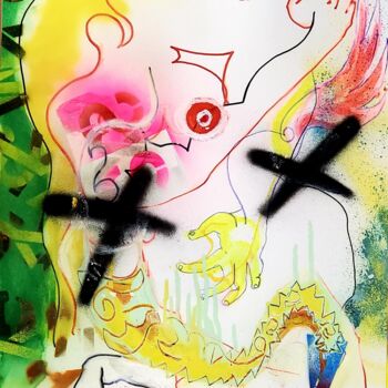 Malerei mit dem Titel "Kiss of the sphinx" von Raca, Original-Kunstwerk, Acryl