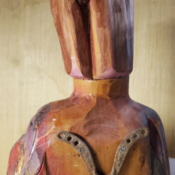 Sculpture titled "Bust #1" by Raca, Original Artwork, Wood