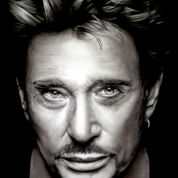 Drawing titled "Johnny Hallyday" by Rachel Blairy, Original Artwork