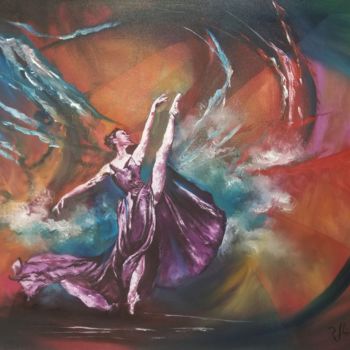 Pintura intitulada "bailarina-expresion…" por Rafael Flórez, Obras de arte originais, Óleo