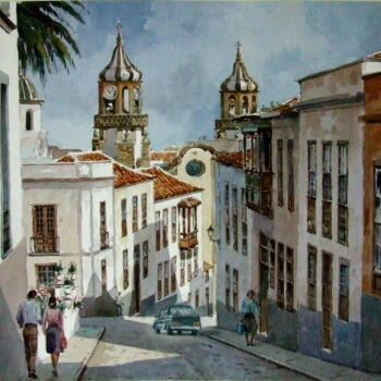 Ζωγραφική με τίτλο ""La Orotava, Teneri…" από Rafael Gurrea Sánchez, Αυθεντικά έργα τέχνης, Ακουαρέλα