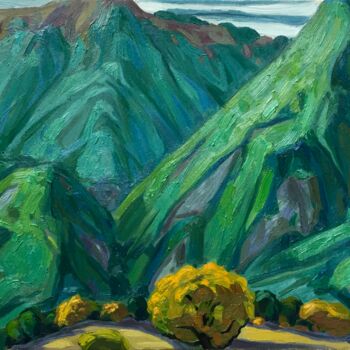 Ζωγραφική με τίτλο "''Mountains''`" από Raffi Ghazaryan, Αυθεντικά έργα τέχνης, Λάδι Τοποθετήθηκε στο Ξύλινο φορείο σκελετό