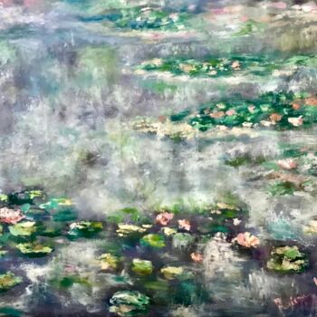 Картина под названием "Waterlillies pond o…" - Raissa Kagan, Подлинное произведение искусства, Масло