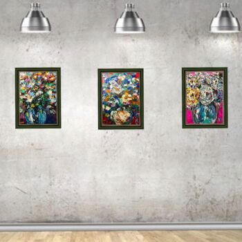 Картина под названием "Triptych,set of 3 o…" - Raissa Kagan, Подлинное произведение искусства, Масло