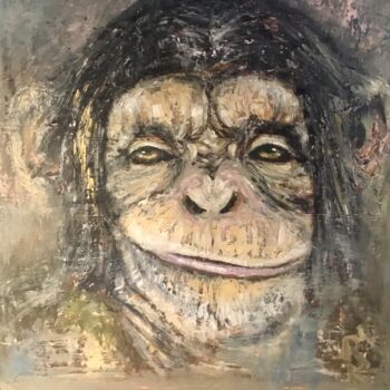 Malerei mit dem Titel "Thinking monkey ori…" von Raissa Kagan, Original-Kunstwerk, Öl