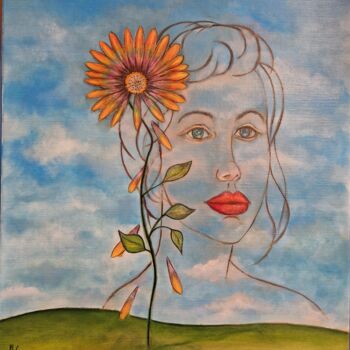 Painting titled "Fleur fanée" by Ralph Spegelaere, Original Artwork, Oil