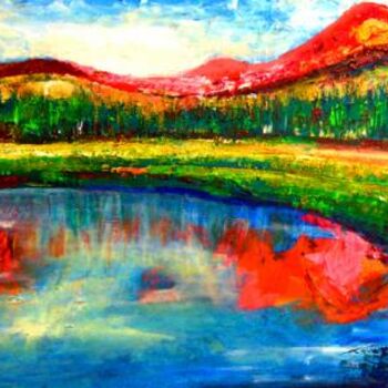 Painting titled "Springtime Mountain…" by Rami Benatar, Original Artwork, Oil