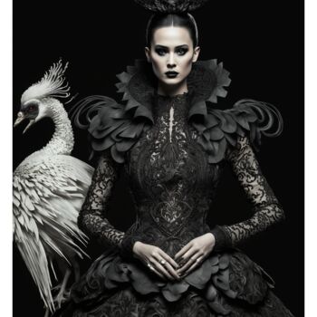Grafika cyfrowa / sztuka generowana cyfrowo zatytułowany „Black Swan 4” autorstwa Ramona Gliga, Oryginalna praca, Obraz gene…