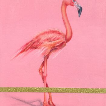 Malerei mit dem Titel "Lovely Flamingo (Pa…" von Randa Hijazi, Original-Kunstwerk, Acryl Auf Keilrahmen aus Holz montiert