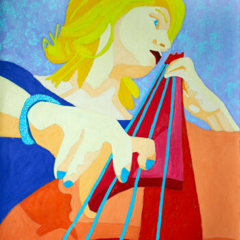 "Woman and Bass" başlıklı Tablo Randall Steinke tarafından, Orijinal sanat, Petrol