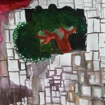 Painting titled "tree coming out of…" by Ranjith Kk, Original Artwork, Watercolor