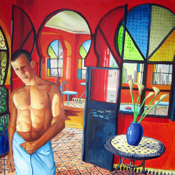 Pintura titulada "male nude painting…" por Raphael Perez, Obra de arte original, Acrílico