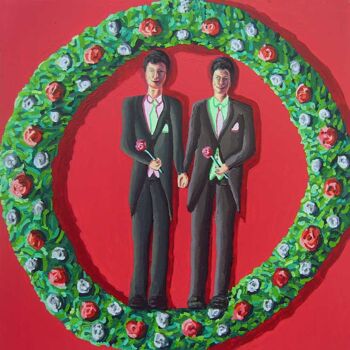 Painting titled "men Marriage two ga…" by Raphael Perez, Original Artwork, Acrylic