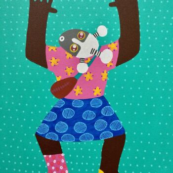 Schilderij getiteld "gestuelle enfantine…" door Raymond Yves Kono (Ntshi-Ntshim), Origineel Kunstwerk, Acryl