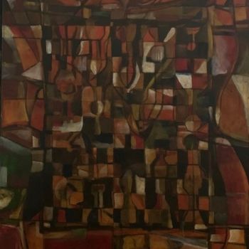 Pintura titulada "Partida de Ajedrez" por Rigoberto Reyes, Obra de arte original, Acrílico Montado en Panel de madera