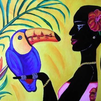 Pintura intitulada "Paradise Toucan" por Rebecca, Obras de arte originais